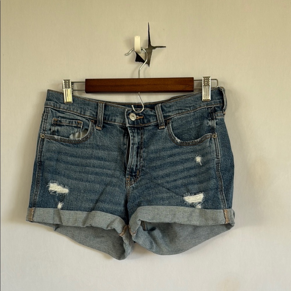 Old Navy Distressed‎ Denim Shorts Cuffed Mid Rise Casual Size 4